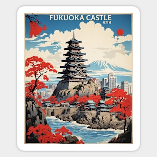 Fukuoka Castle Japan Vintage Poster Tourism Sticker